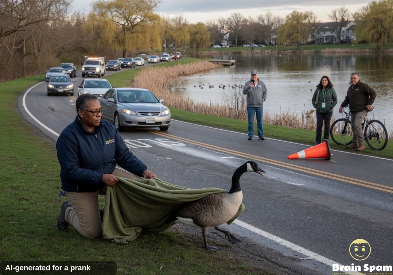 Sammy Liddell Covers Goose Known For Directing Pond Traffic
